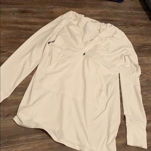 Athleta White Half Zip Hoodie with pockets